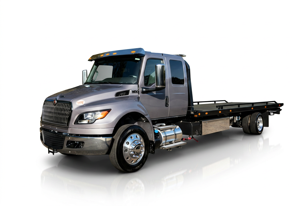 Premier Collision flatbed tow truck